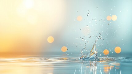 Poster - Dynamic water splash creating ripples natural setting abstract photography bright and soft atmosphere close-up view visual serenity