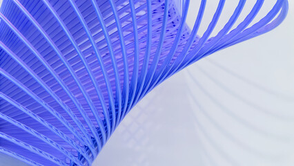 Wall Mural - 3D render illustration features a minimal geometric background with a blue wavy shape.
