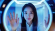 © Elena - Asian woman in technology interface, embracing the future