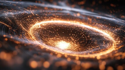 Poster - a mesmerizing 3d visualization of a superstring theory universe, where tiny vibrating strings create