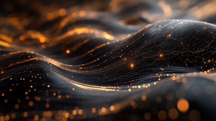 Poster - a mesmerizing 3d visualization of a superstring theory universe, where tiny vibrating strings create