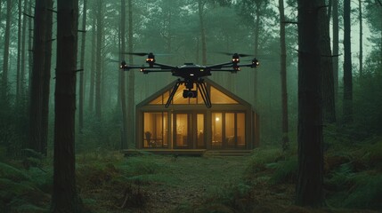 Poster - Drone using AI navigation to drop off a food parcel at a remote cabin in the woods