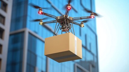 Poster - High-tech drone delivery in action, showcasing a smooth and precise grocery drop