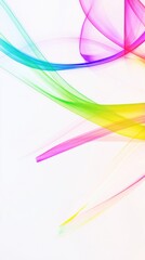 Poster - Colorful, flowing ribbons of red, orange, yellow, green, blue, and purple dance gracefully on a bright white canvas. The lively hues blend harmoniously, evoking feelings of creativity and joy