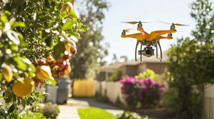 Poster - Smart home receiving fresh groceries via an autonomous drone in the early morning