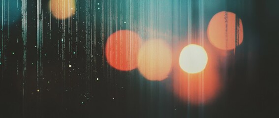 Fototapete - Abstract white lines and circles create a glitch effect in a dark room with vertical lights and shadows