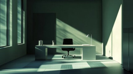 Poster - Bright and Modern Workspace With a View on a Sunny Day in a Creative Office Environment