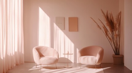 Poster - Soft Pink Pastel Abstract Background Showcasing Gentle Curves and Layers in a Serene and Calming Atmosphere for Design and Artistic Use