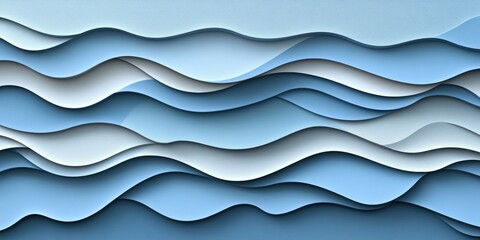 Poster - Light Blue 3D Low Profile Wave Texture Background, Abstract Design With Gradient And Delicate Style