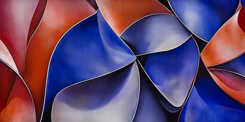 Poster - Abstract Blue Red Swirling Curves Background Texture Design