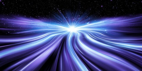 Poster - Abstract Cosmic Light Trails Vibrant Blue and Purple Energy Streaming Through Space