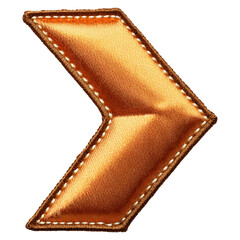 Poster - Gold Metallic Stitched Arrow Patch on Transparent Background