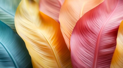Aufkleber - A vivid arrangement of palm leaves displays an enchanting blend of colors, ranging from bright yellows to deep pinks