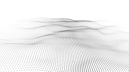 Wall Mural - A wave of moving particles. Abstract 3d illustration on a white background. Seamless loop.