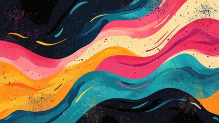 Aufkleber - Abstract background with colorful waves and fluid shapes, creating an artistic and vibrant wallpaper for design or graphic art.