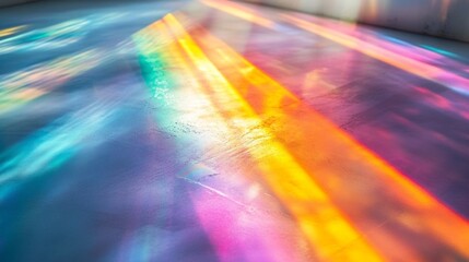 Poster - Bright rays of sunlight cast a vivid array of rainbow colors across a smooth, white surface. This stunning display transforms the space into a vibrant spectacle, full of life and energy