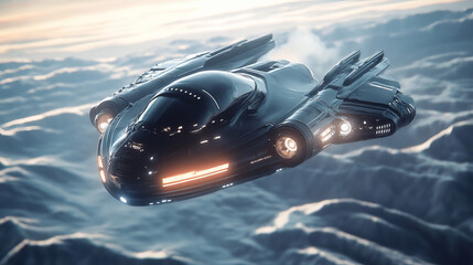 Poster - Vector technology ship rocket startup innovation.