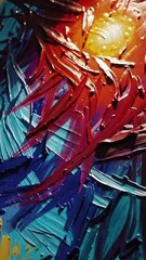 Poster - Vibrant abstract painting evolution with bold textures and dynamic brushstrokes