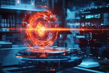 Poster - Advanced technology in a futuristic laboratory showcasing a glowing energy orb