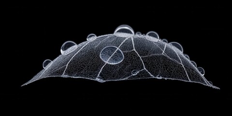 Poster - Captivating water droplets on soap bubble surface black background macro artistic perspective abstract concept