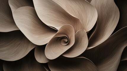 Poster - Elegant paper rose design artistic exhibit floral neutral palette close-up view modern aesthetic