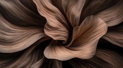 Poster - Swirling brown hair texture studio setting abstract close-up view artistic concept