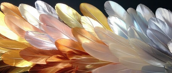 Poster - Colorful feathers display nature setting close-up artistic environment vibrant concept