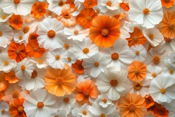 Canvas Print - Bright Orange and White Flowers Arranged Beautifully on a Light Surface