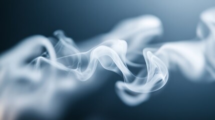Poster - Soft white smoke curling and dissipating against a blurred background, evoking a sense of mystery and tranquility, ideal for calming visuals