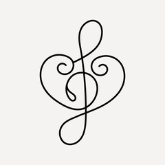 Wall Mural - elegant treble clef design, hand drawn vector