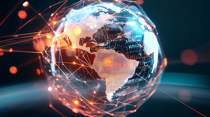 Poster - global connectivity event digital world representation virtual sphere 3d visualization futuristic da