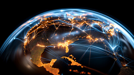 Poster - Global connectivity digital network expansion across asia-pacific infographic visualization futuristic environment aerial view