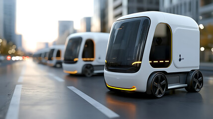 Poster - Autonomous vehicle movement urban streets technology illustration futuristic environment close-up view innovation concept