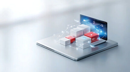 Poster - Innovative digital transformation modern workspace 3d visualization tech environment close-up view future concepts