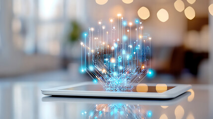 Poster - innovative digital transformation modern workspace technology concept bright environment close-up vi