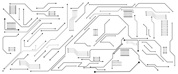 Aufkleber - Vector blue circuit electronic or electrical line with engineering technology concept background design