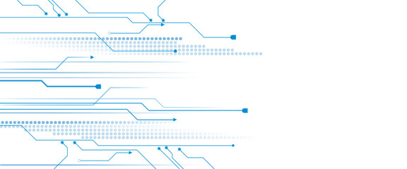 Poster - Vectors White and blue Abstract geometric dots and lines connection circuit concept. Hi tech digital connect, communication, High technology concept.