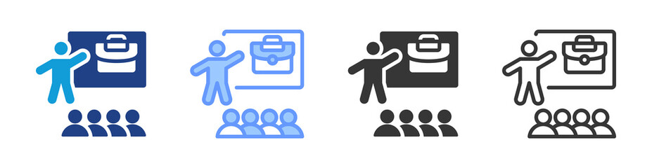 Poster - Training icon set multiple style collection
