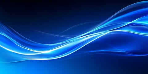 Poster - abstract blue wave background, smooth flowing lines, modern futuristic design, technology concept.