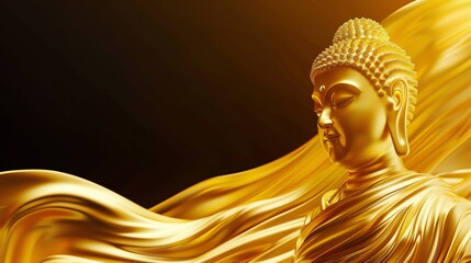 Wall Mural - Golden Buddha statue with a flowing robe.