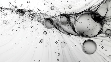 Poster - Geometric arrangement of standalone bubbles, each outlined in black with white highlights, forming a balanced pattern against a white background