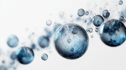 Poster - Graphic design-inspired depiction of floating bubbles, outlined with black strokes and enhanced by pure white highlights, presented on a seamless white backdrop.