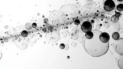 Poster - Geometric arrangement of standalone bubbles, each outlined in black with white highlights, forming a balanced pattern against a white background
