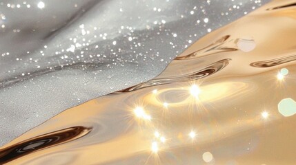 Poster - Captivating golden waves serene shoreline nature tranquil environment close-up perspective fluid motion