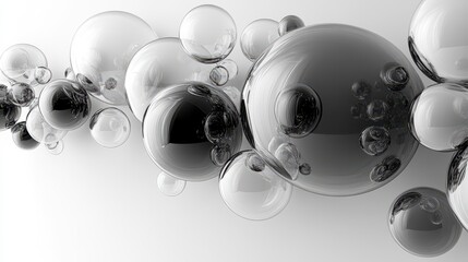 Poster - Scientific-style black and white bubble diagram, each bubble separated and outlined sharply, reflecting a minimalistic and controlled visual composition.