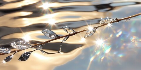 Poster - Sparkling water reflection nature scene calm environment close-up view natural beauty