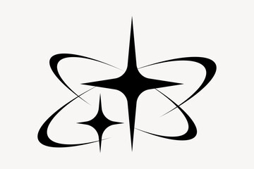 Poster - abstract stars with curved lines vector