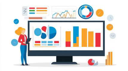 Poster - Diagram chart graph elements business infographic flow sheet data template arrows and circle progress diagrammatic report