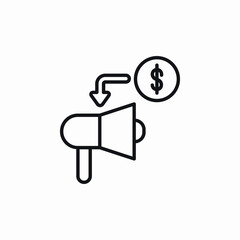 Poster - Money megaphone advertising icon vector sign