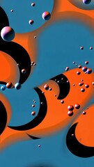 Poster - A purple and blue painting of a space scene with a purple and orange line. There are also some stars in the painting